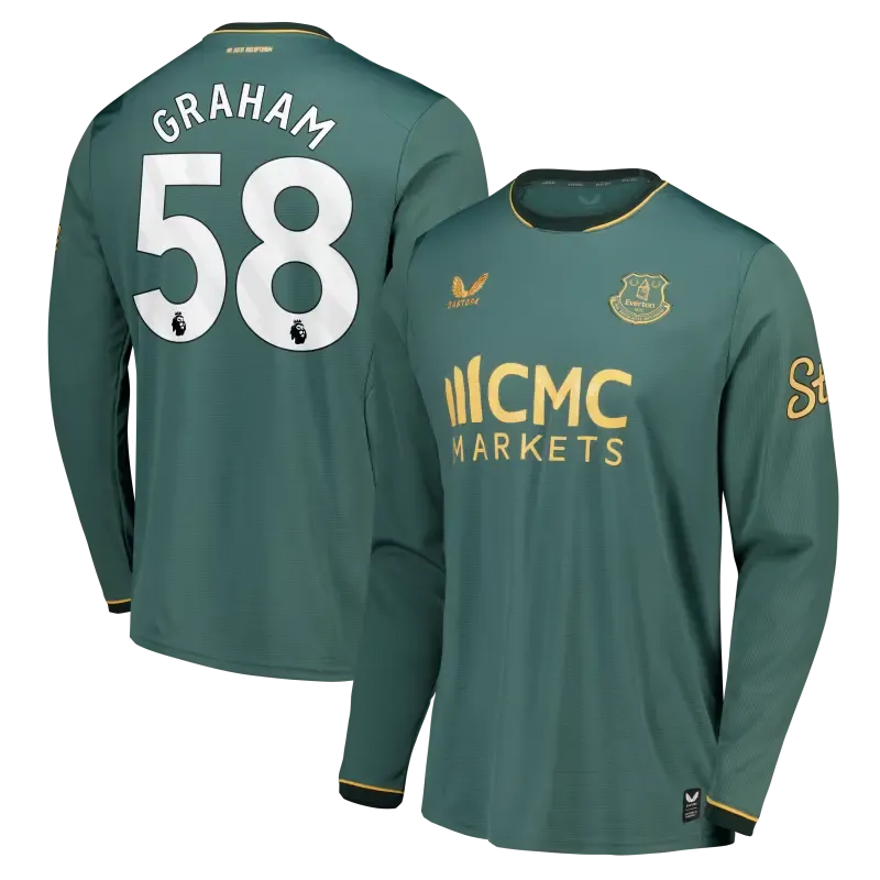 Everton Castore Third Replica Shirt 2026-27 - Long Sleeve With Graham 58 printing